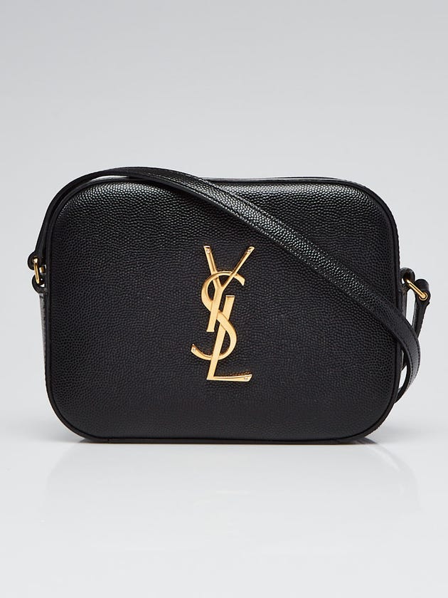 Yves Saint Laurent Black Grained Leather Monogram Camera Bag