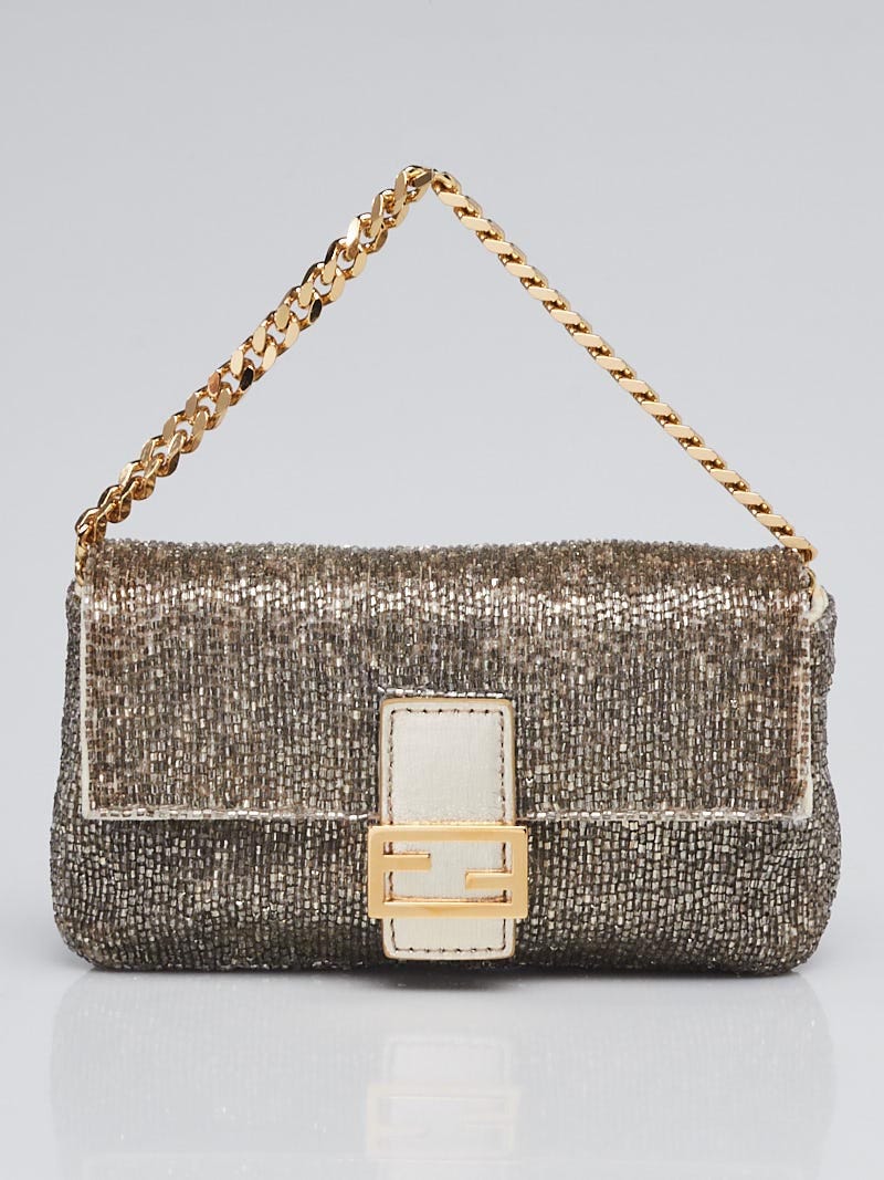 Authentic Fendi Champagne Gold Color Baguette Handbag