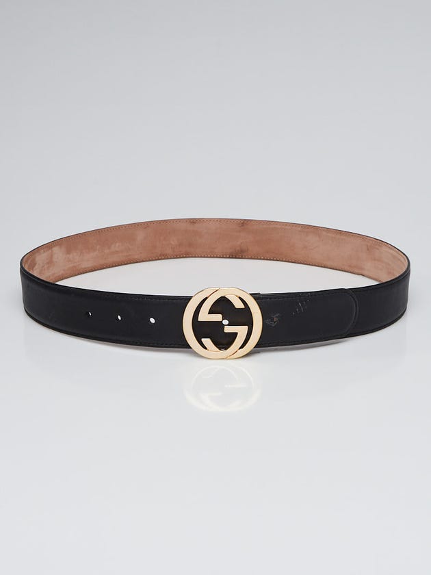 Gucci Black Smooth Leather GG Belt Size 34/85