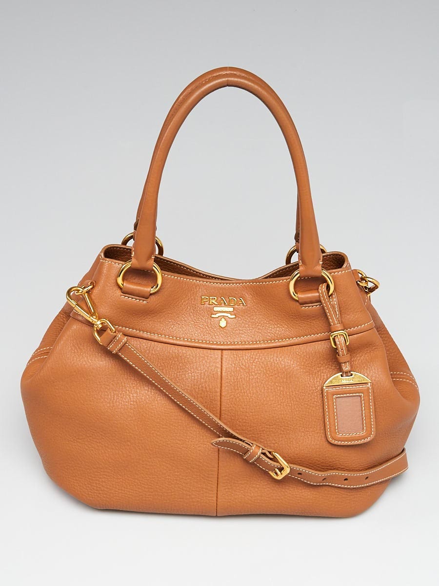 Prada Beige Vitello Daino Leather Top Handle Bag BN1777 | Yoogi's