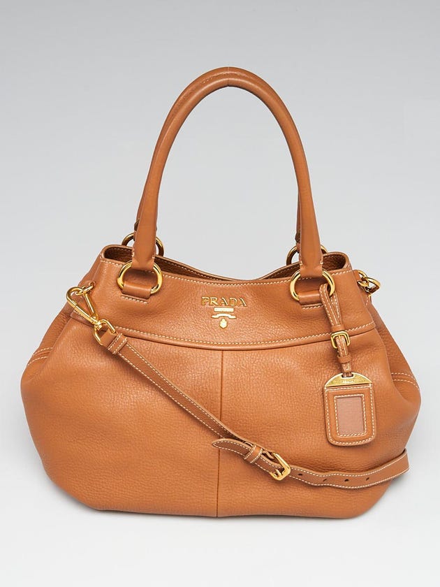Prada Beige Vitello Daino Leather Top Handle Bag BN1777