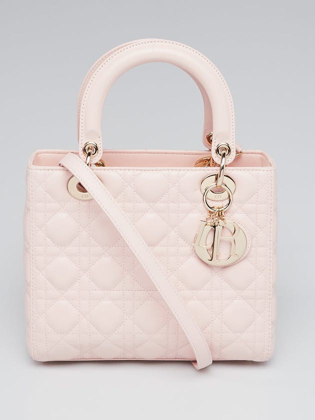 Christian Dior Pink Cannage Quilted Lambskin Leather Medium Lady Dior Bag