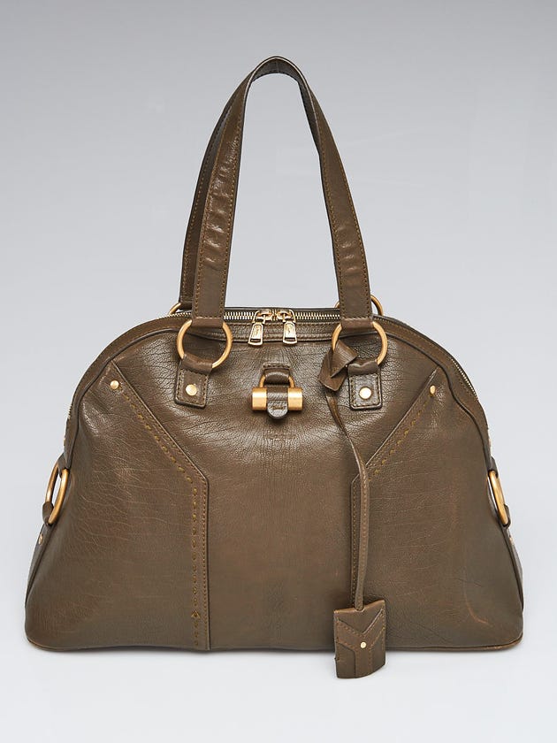 Yves Saint Laurent Green Calfskin Leather Large Muse Bag