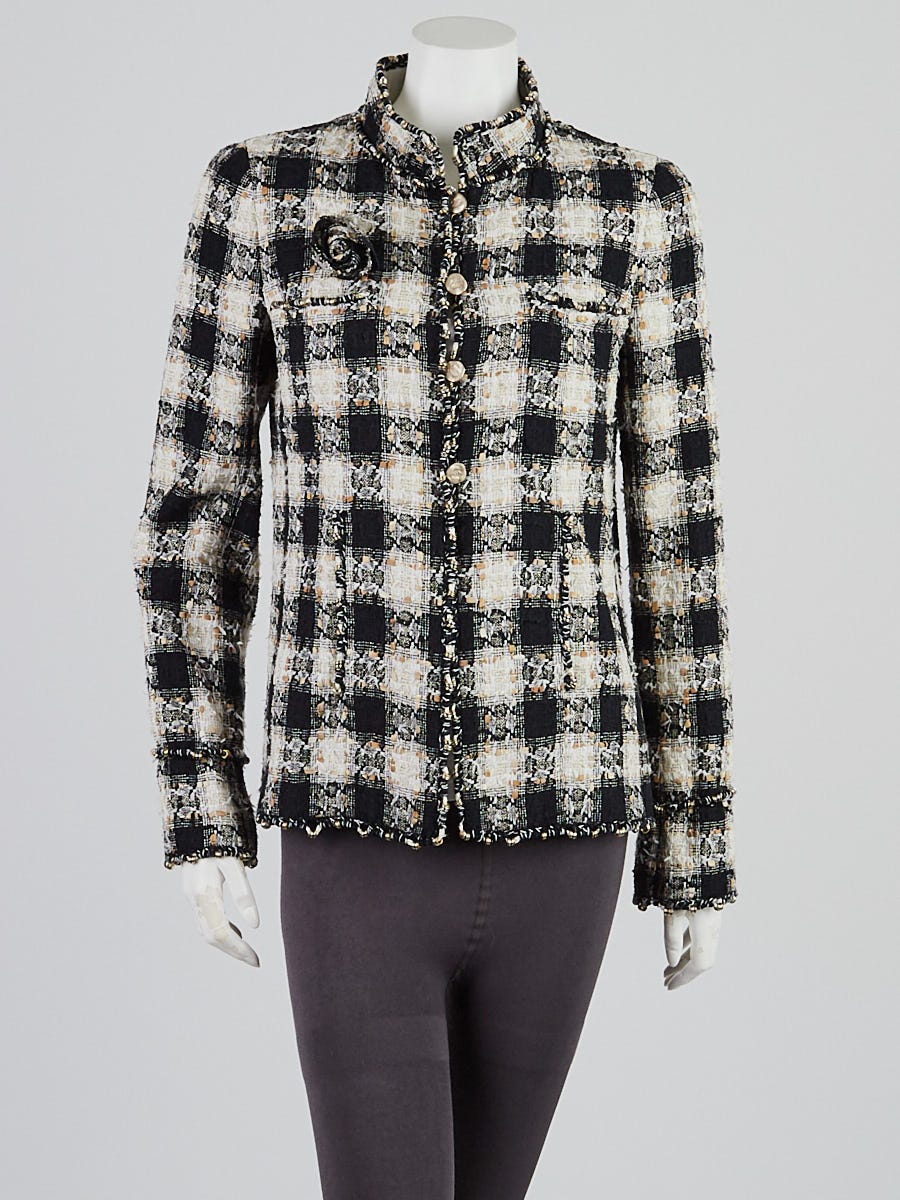 Chanel Black/White Tweed Cotton Blend Jacket Size 6/38 - Yoogi's Closet
