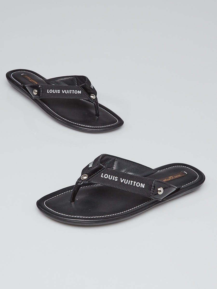 Louis Vuitton Black Leather Sandals It 37.5 | 7.5