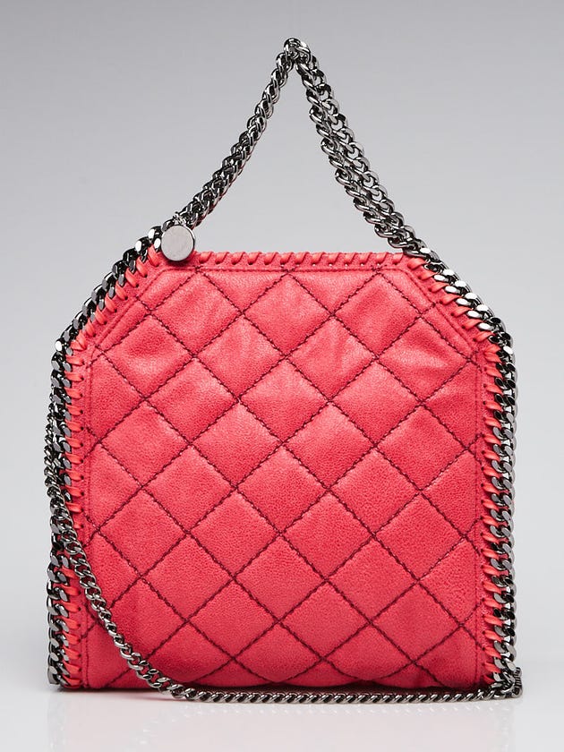 Stella McCartney Pink Quilted Shaggy Deer Faux Leather Mini Falabella Bag