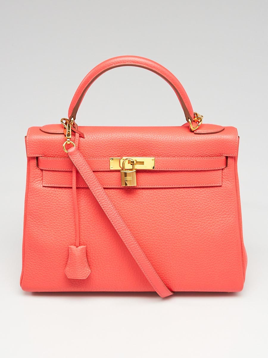Hermès Rose Jaipur Retourne Kelly 32cm of Clemence Leather with Gold  Hardware, Handbags and Accessories Online, 2019