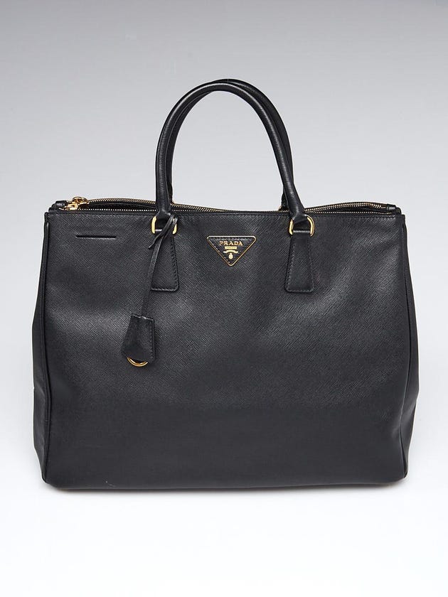 Prada Black Saffiano Lux Leather Double Zip Executive Tote Bag BN1802