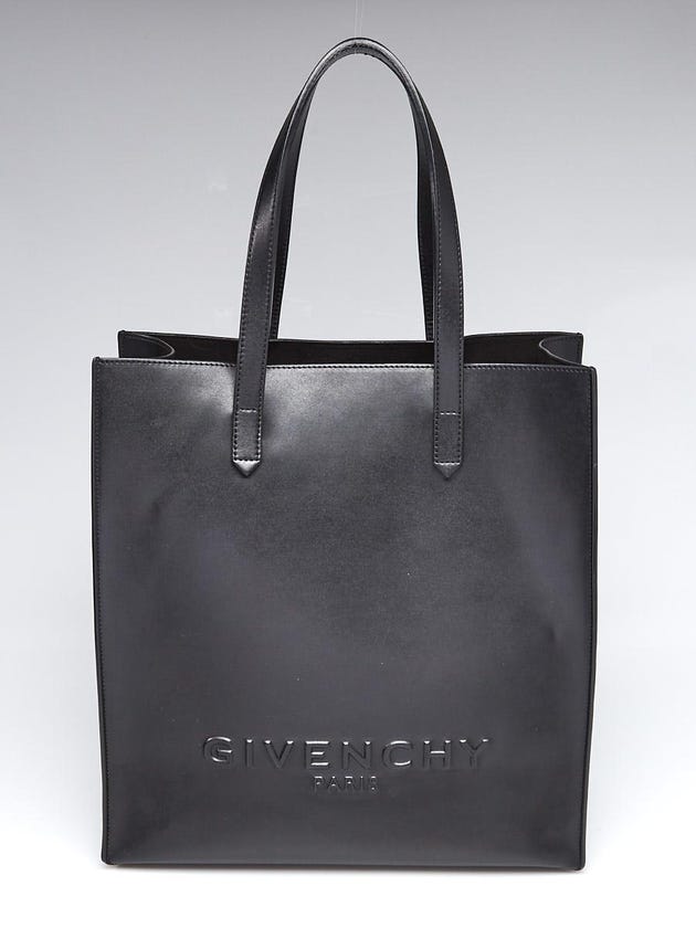 Givenchy Black Calfskin Leather Debossed Medium Basic Tote Bag