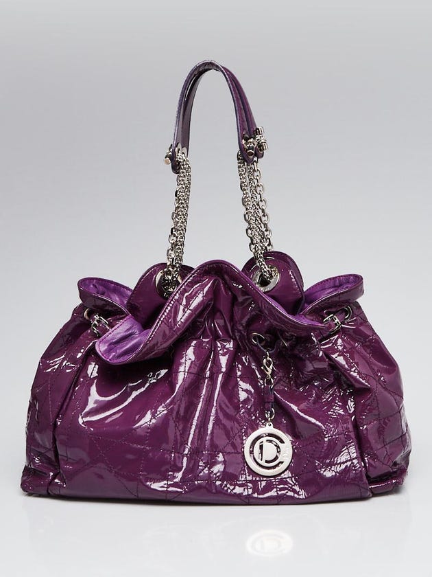 Christian Dior Purple Cannage Quilted Patent Leather Le Trente Bag