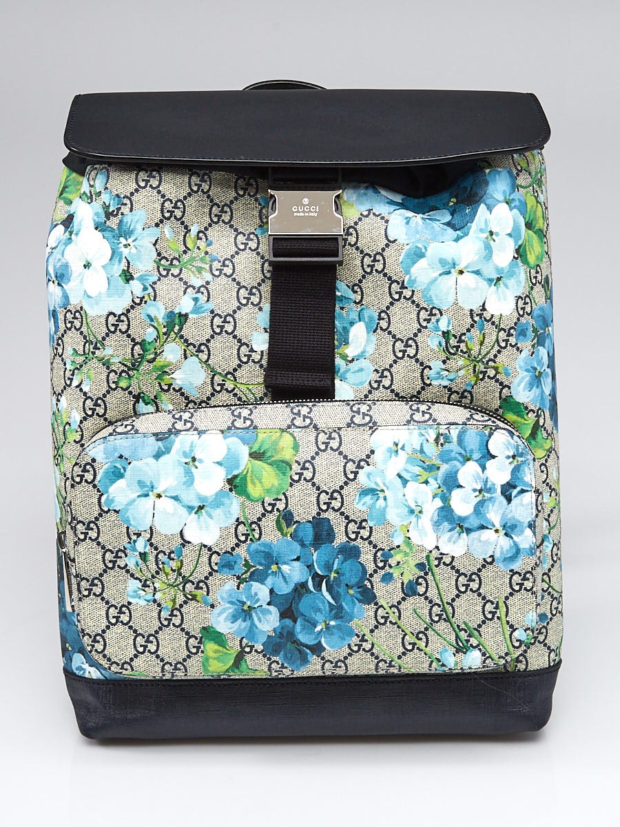 GUCCI Blooms Print GG Canvas Backpack Blue 406398