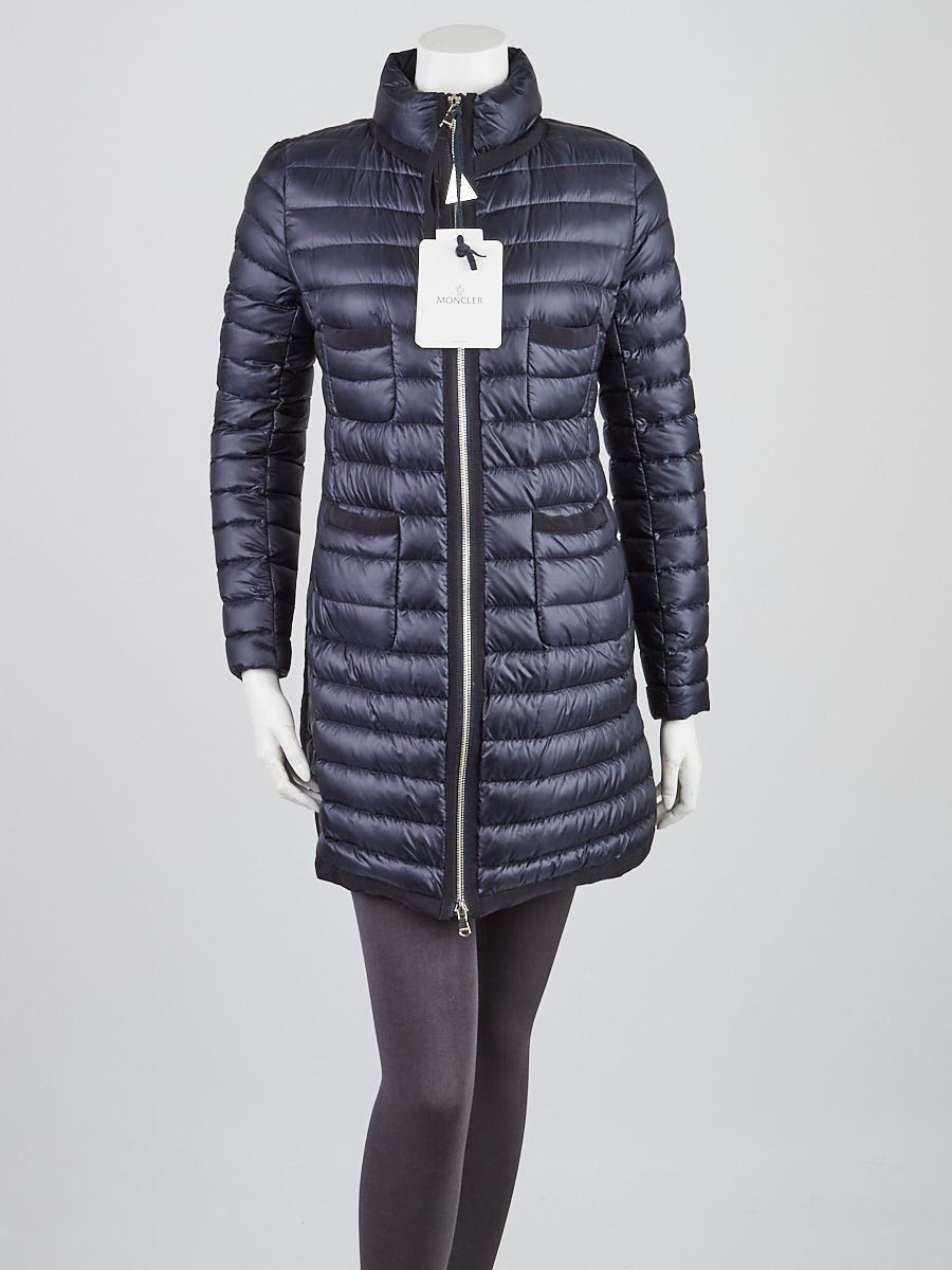 Moncler Navy Blue Quilted Nylon Bogue Down Jacket Size 1 S