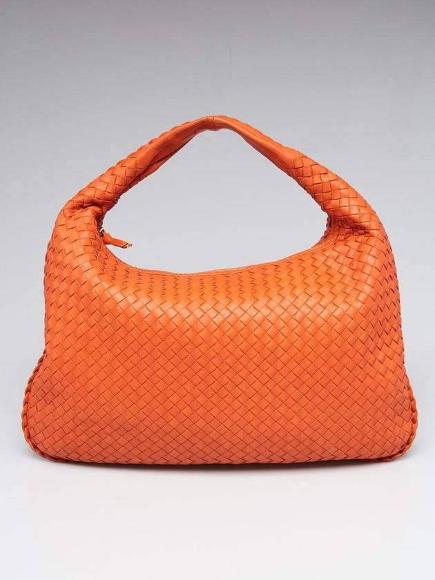 Bottega Veneta Burnt Orange Intrecciato Woven Nappa Leather Large Veneta Hobo Bag