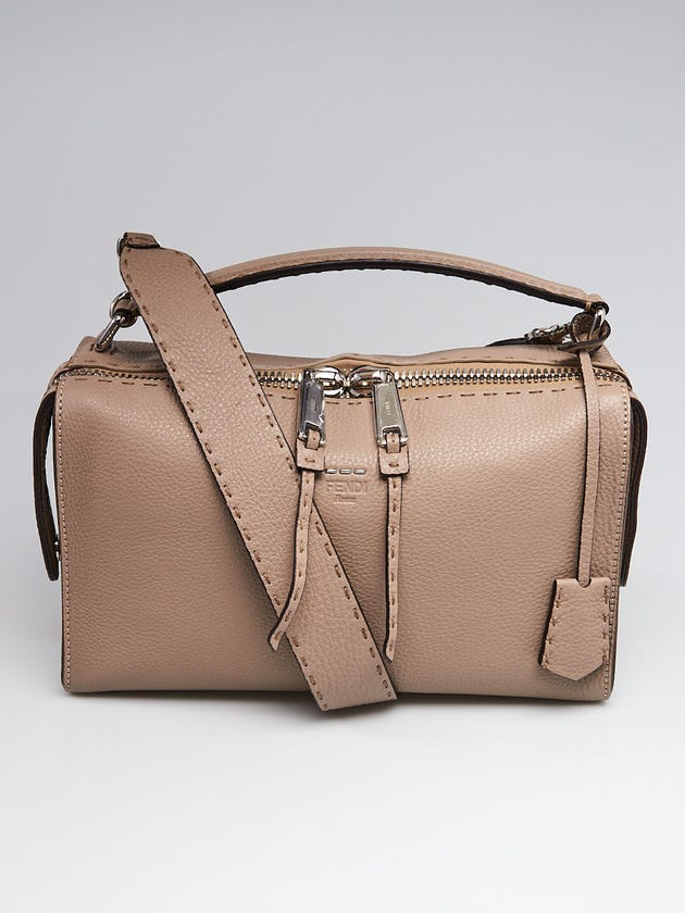 Fendi Taupe Roman Selleria Leather Lei Boston Bag 8BL137
