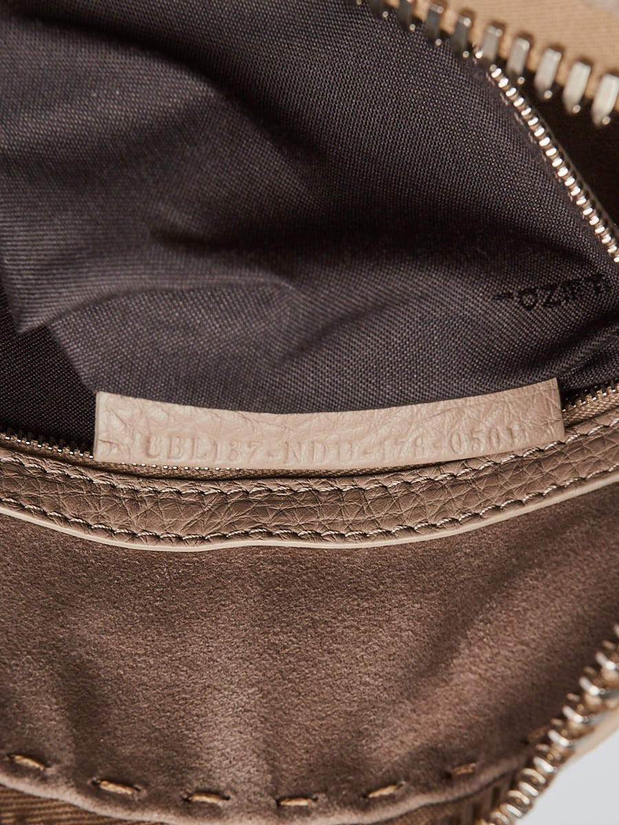 Fendi Taupe Roman Selleria Leather Lei Boston Bag 8BL137