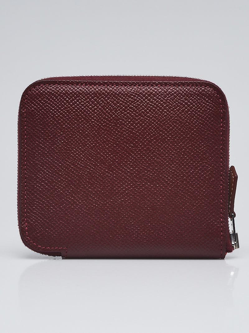 Hermes Rouge H Epsom Leather Compact Silk'in Wallet - Yoogi's Closet