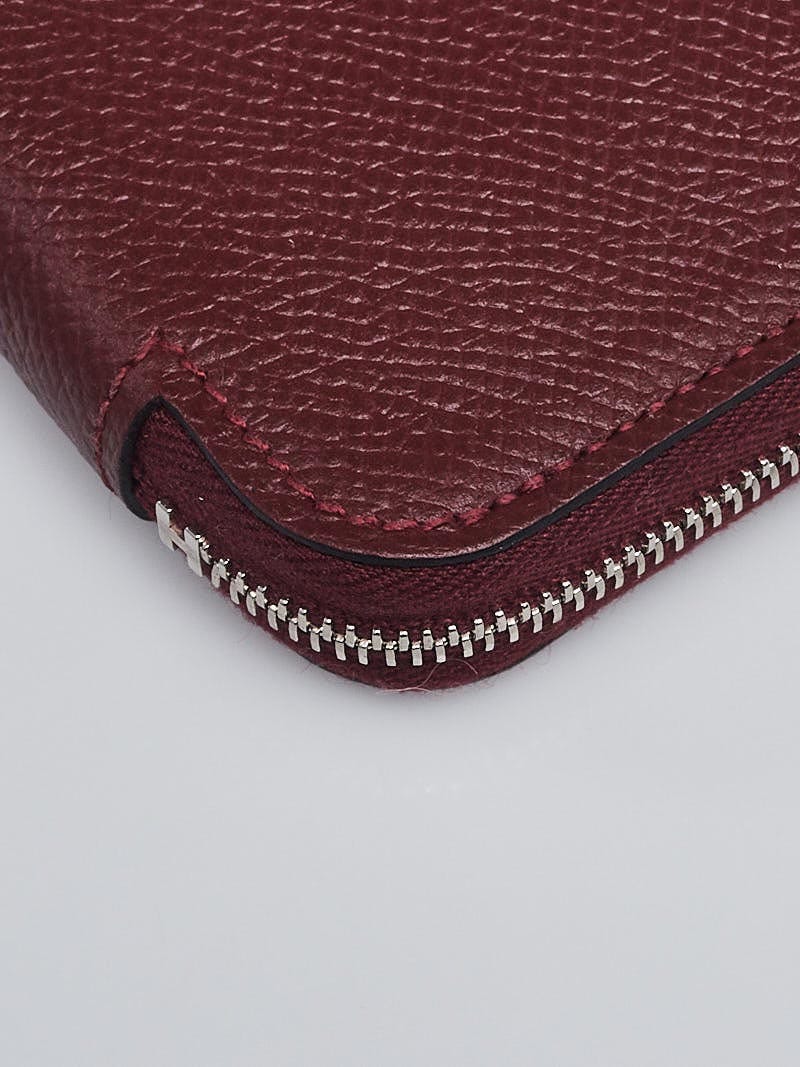 Hermes Rouge H Epsom Leather Compact Silk'in Wallet - Yoogi's Closet