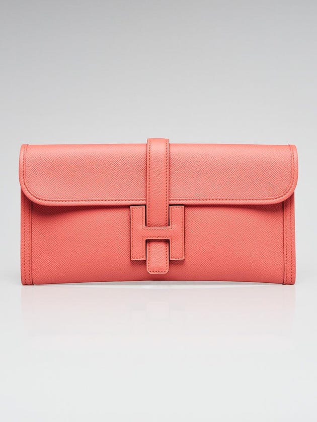 Hermes Flamingo Epsom Leather Jige Elan 29 Clutch Bag