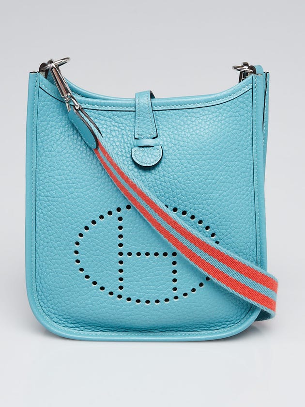 Hermes 16cm Blue Saint Cyr Clemence Leather Evelyne Amazon TPM Bag