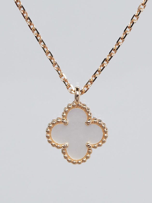 Van Cleef & Arpels 18k Yellow Gold and Mother of Pearl Sweet Alhambra Pendant