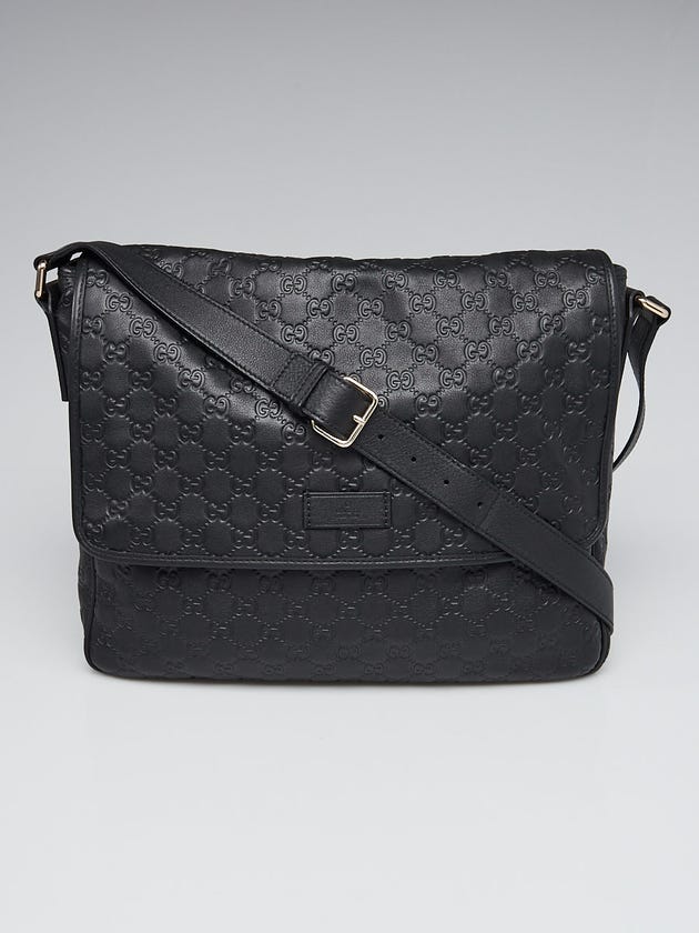 Gucci Black Guccissima Leather Messenger Bag