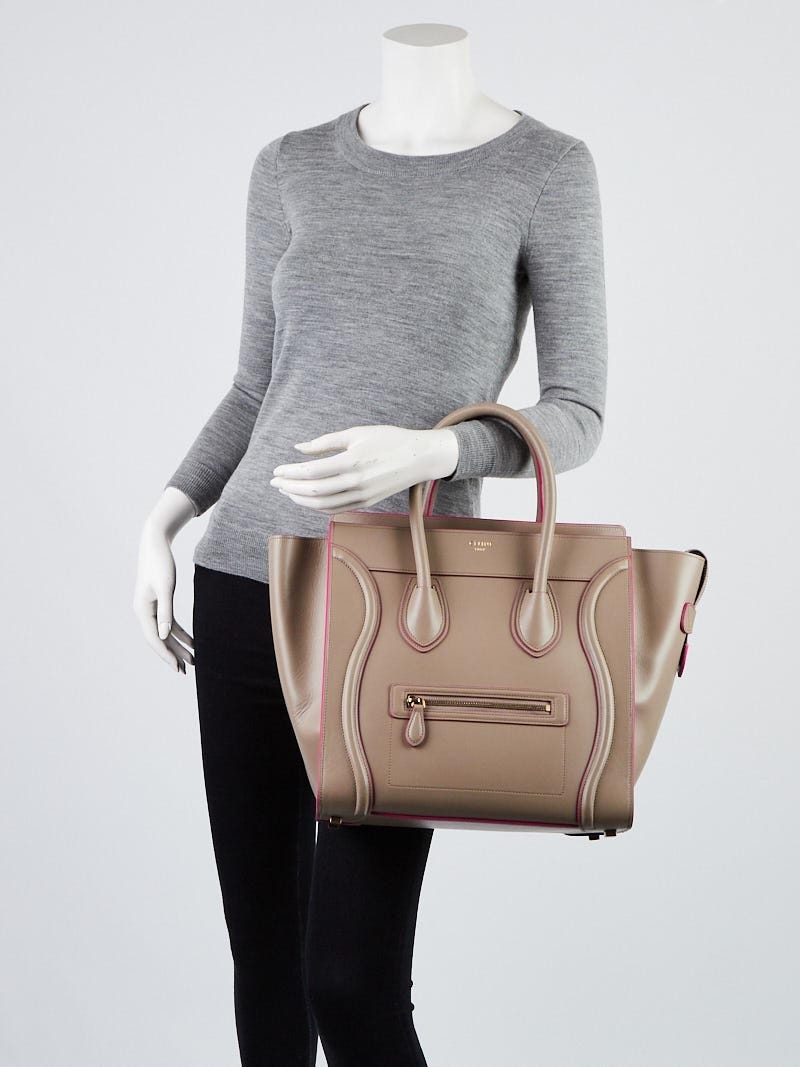 Celine Taupe Smooth Calfskin Leather Mini Luggage Tote Bag
