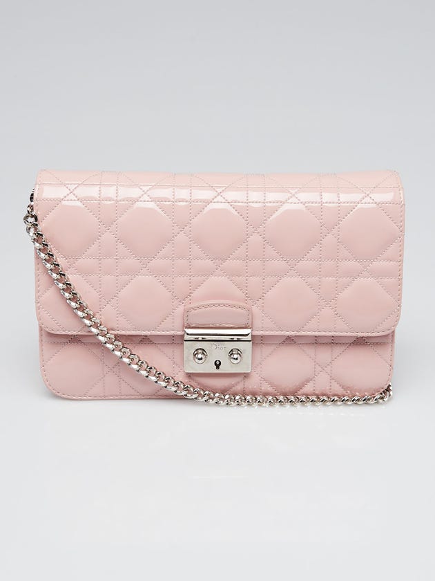 Christian Dior Light Pink Cannage Quilted Patent Leather Miss Dior Pouch Bag