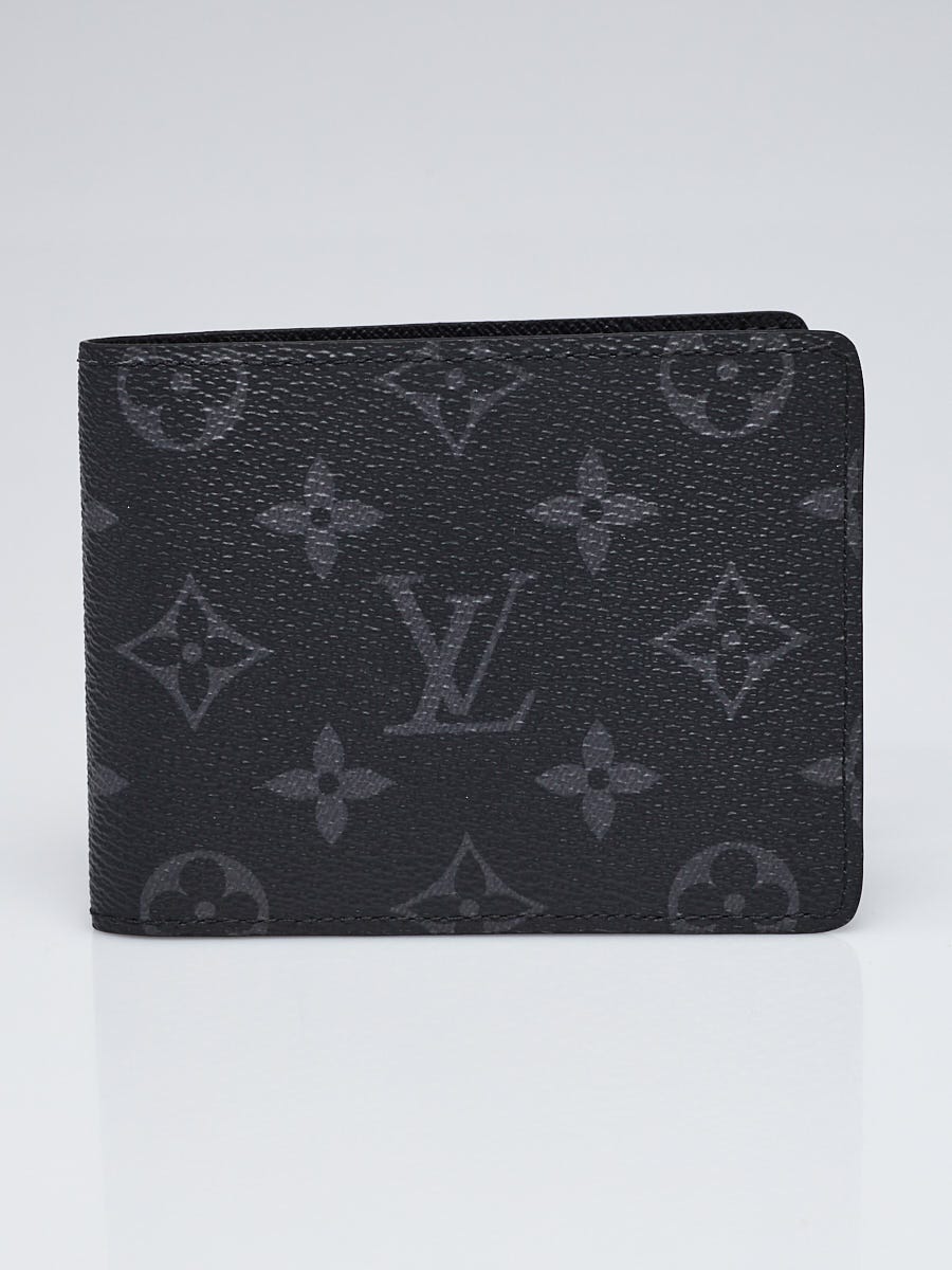 Authentic Louis Vuitton Grey Black Monogram Eclipse Canvas Men's Multiple  Wallet