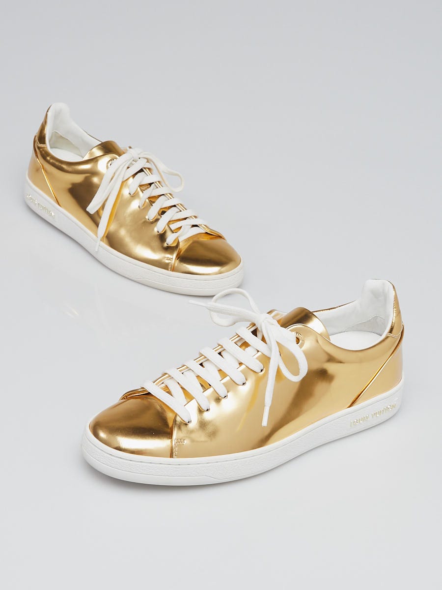 Louis Vuitton, Shoes, Louis Vuitton Leather Metallic Sneakers Sz 37