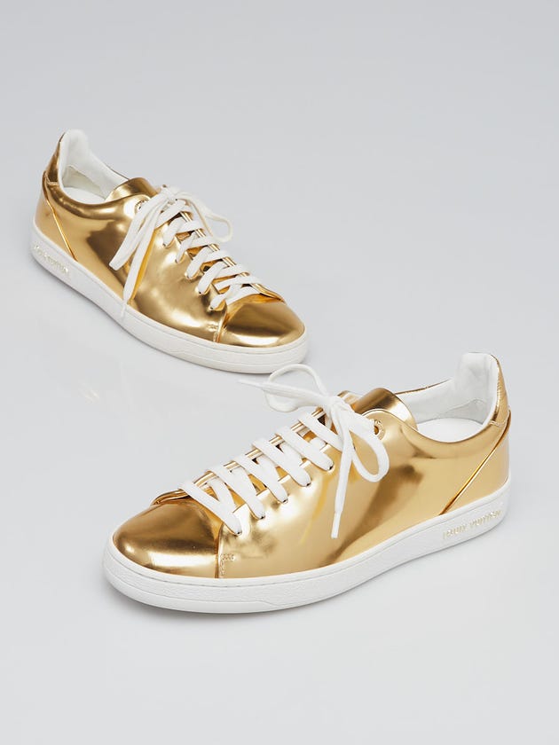 Louis Vuitton Gold Patent Leather Frontrow Sneakers Size 6.5/37