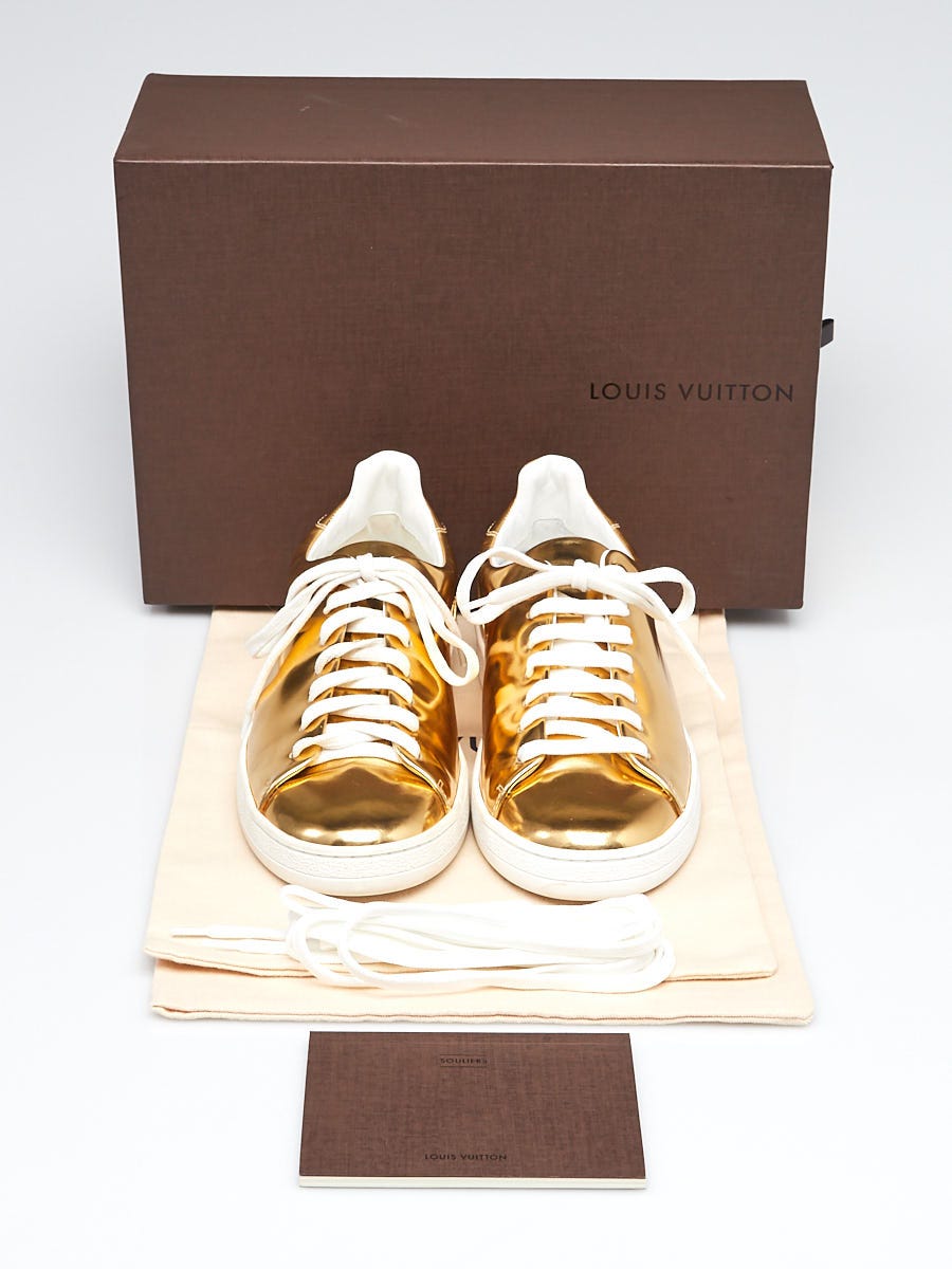 Louis Vuitton White/Gold Leather Frontrow Sneakers Size 37 Louis