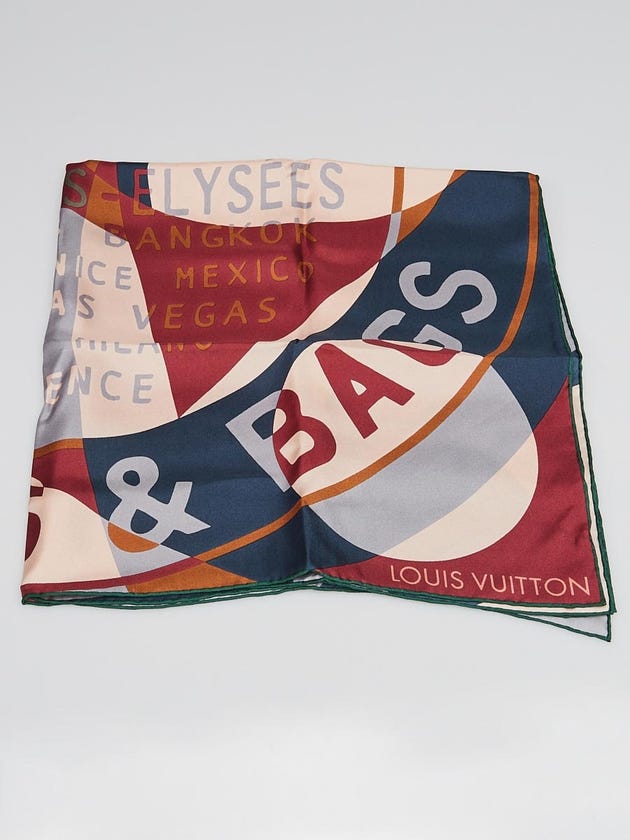 Louis Vuitton Marron/Blue Cities Trunk and Bags Square Scarf