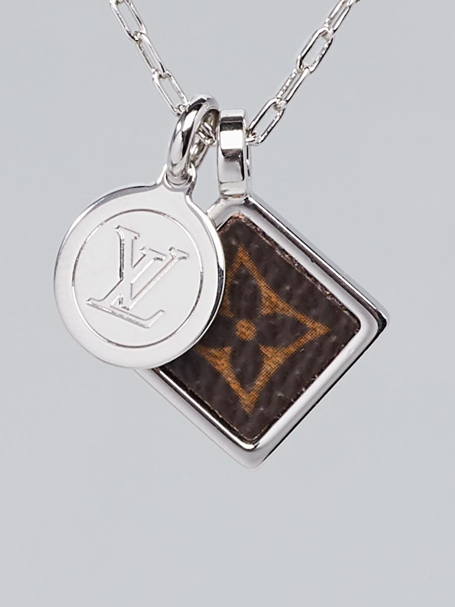 Louis Vuitton Monogram Canvas and Silvertone Square Necklace - Yoogi's  Closet