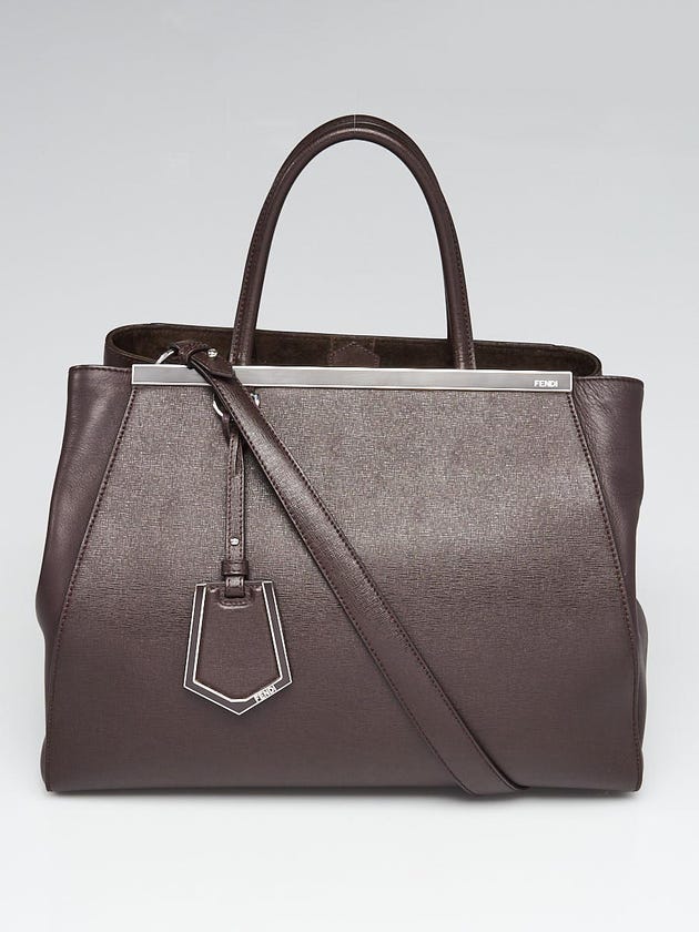 Fendi Brown Vitello Leather Medium 2Jours Elite Tote Bag 8BH250