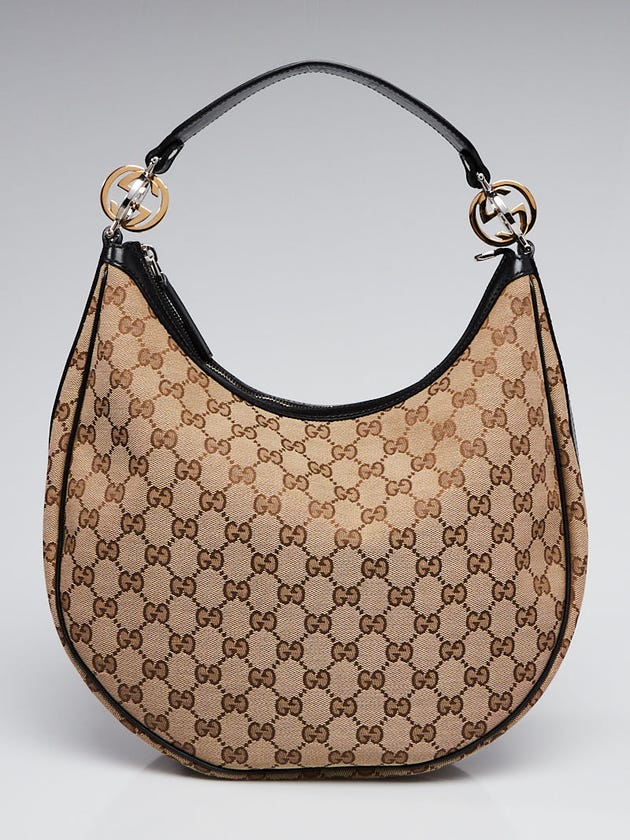 Gucci Beige/Ebony GG Canvas GG Twins Medium Hobo Bag