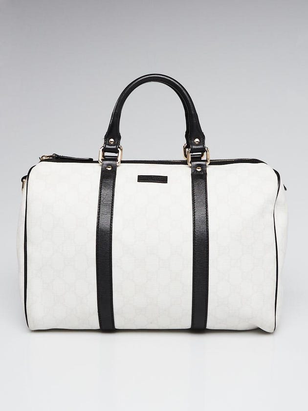 Gucci White/Black GG Coated Canvas Medium Joy Boston Bag