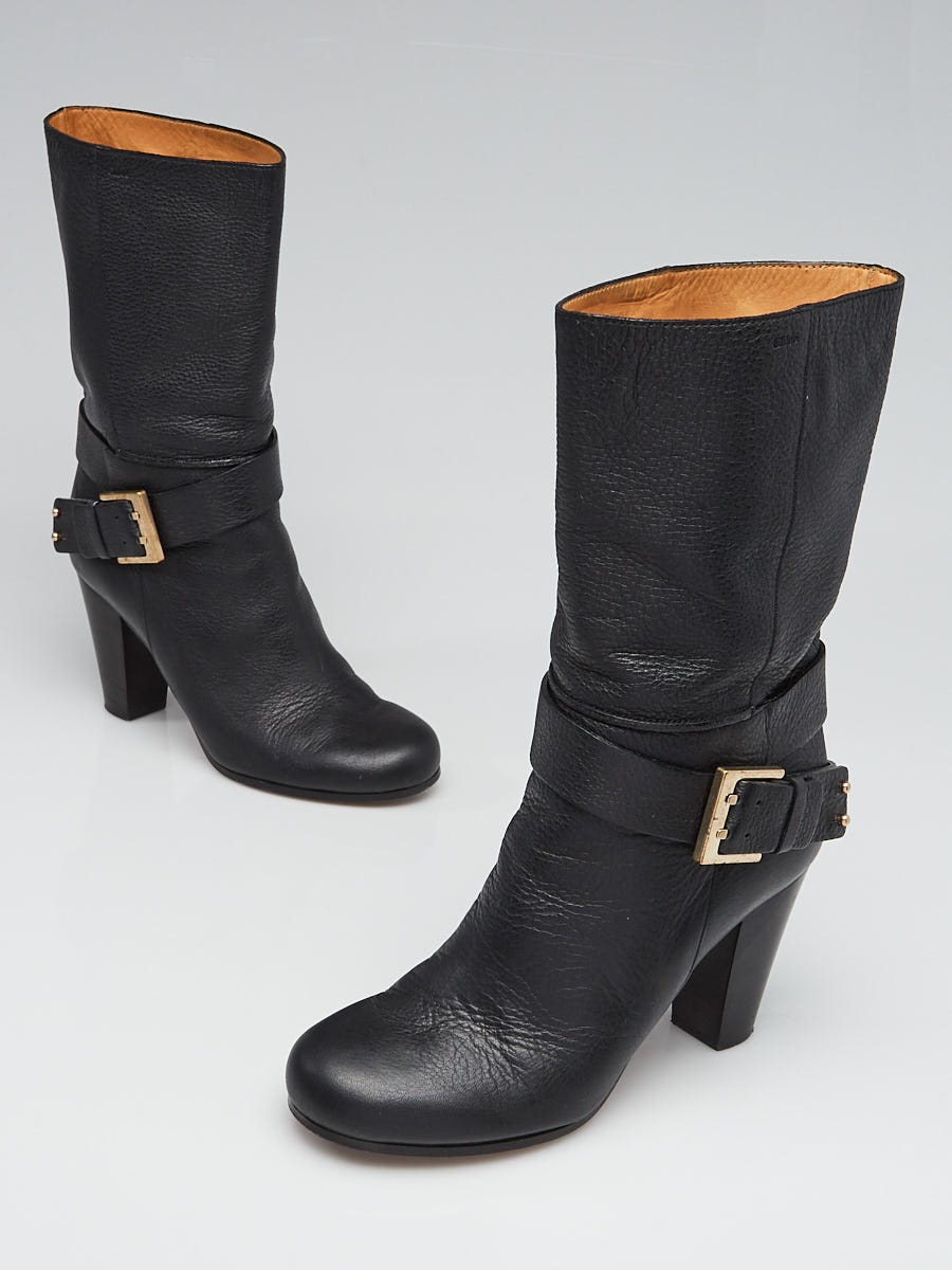 Mid calf hotsell buckle boots