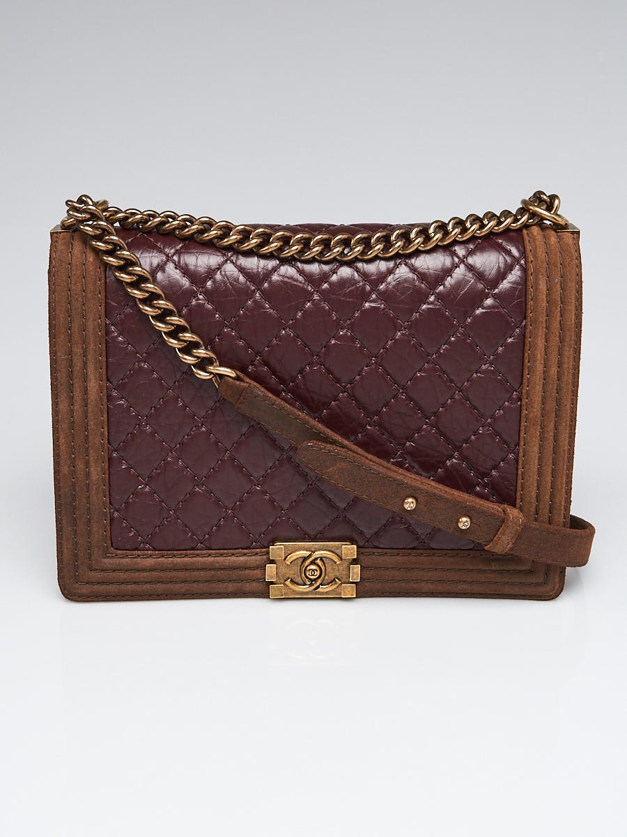 Chanel Gold Distressed Calfskin Boy Wallet On Chain (WOC)