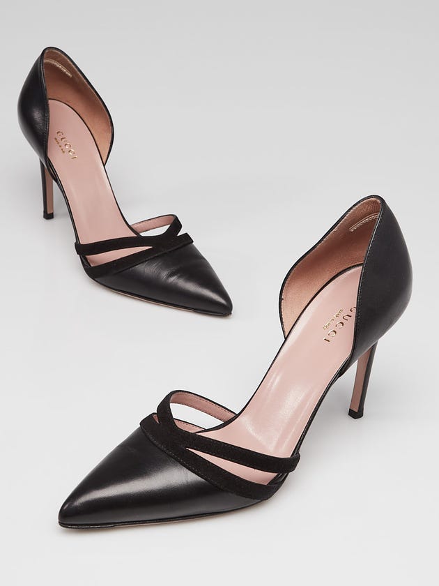 Gucci Black Leather and Suede d'Orsay Pumps Size 8/38.5