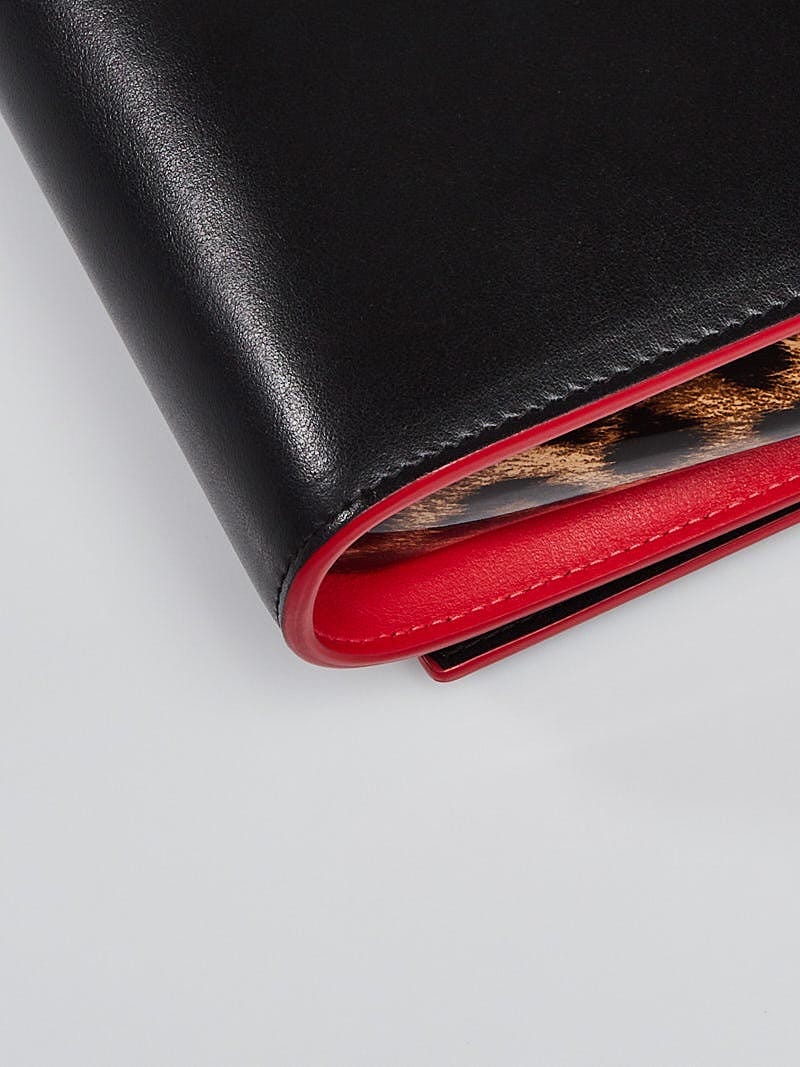 Christian Louboutin Black Leather Fold-Over Spike Paloma Clutch