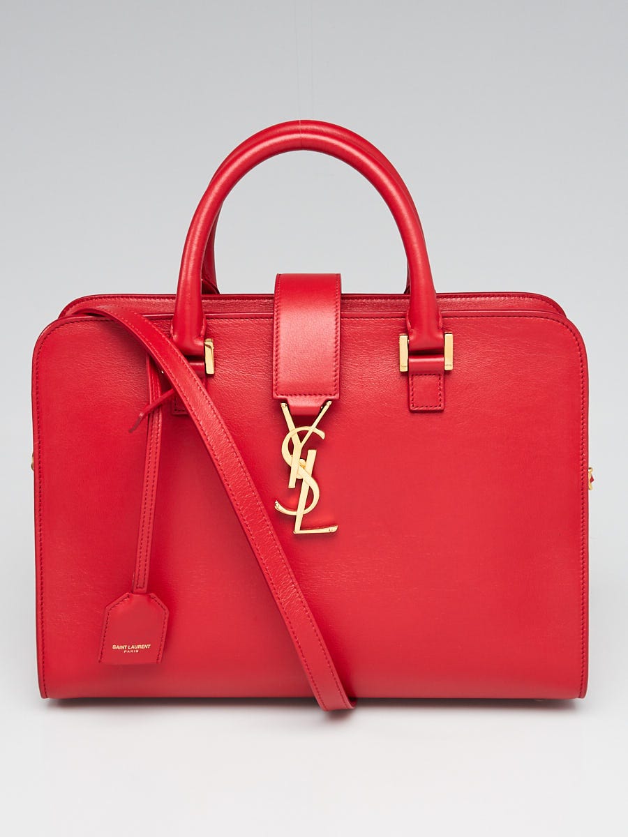 バッグ YSL Cabas Red Yves Saint Laurent Red Calfskin Leather Small Monogram Cabas Bag