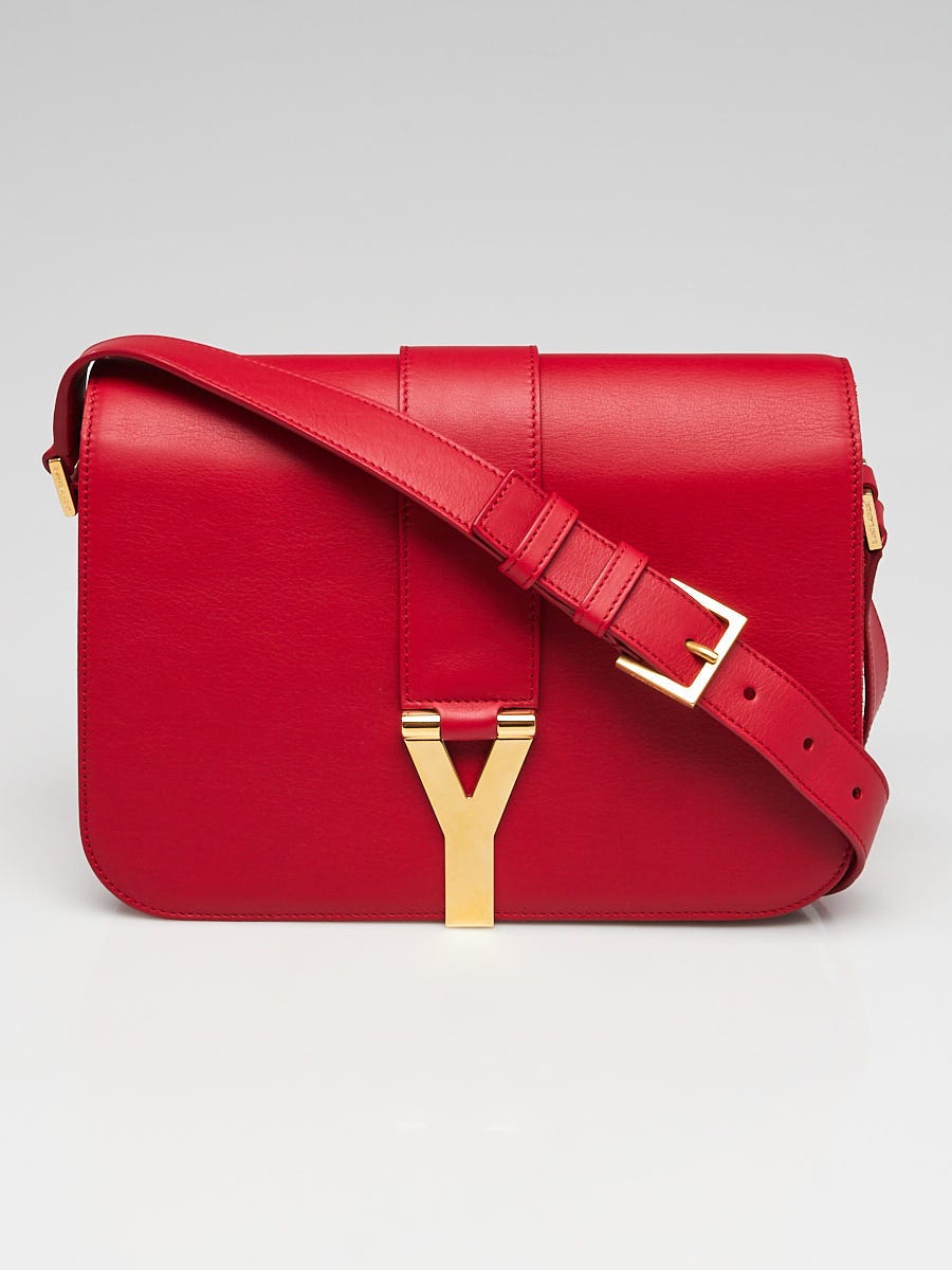 Yves Saint Laurent Red Calfskin Leather Medium ChYc Flap Bag