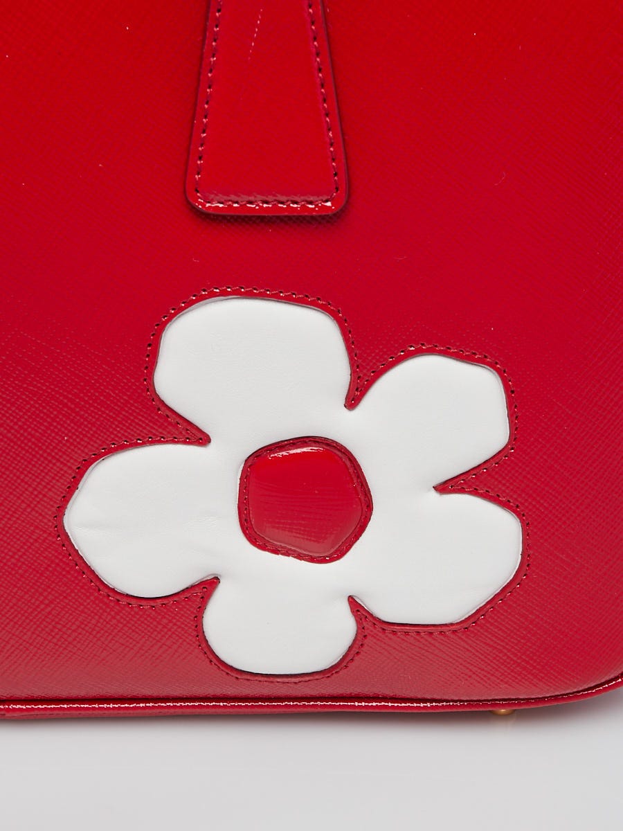 Prada Flowers Bauletto Bag Vernice Saffiano Leather Medium at 1stDibs