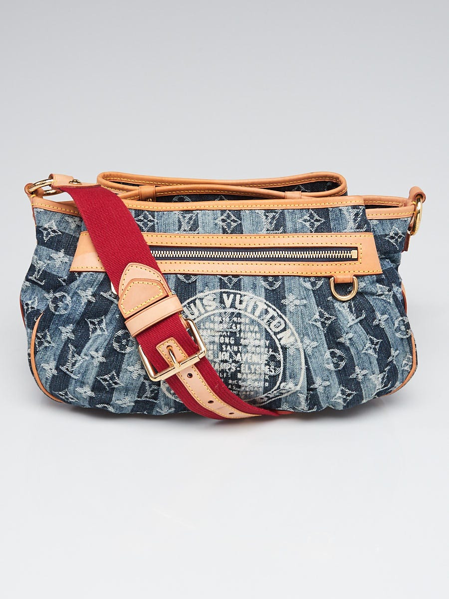 Louis Vuitton, Bags, Louis Vuitton Porte Epaule Raye Mm Striped Monogram  Denim Blue Shoulder Bag