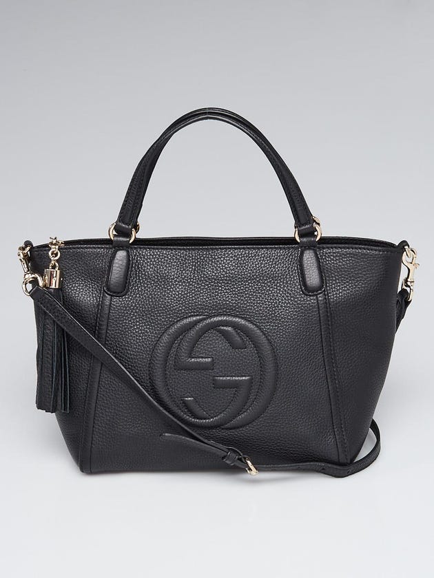 Gucci Black Pebbled Leather Soho Crossbody Tote Bag