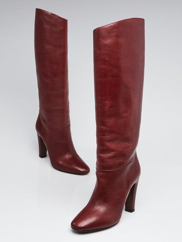 Valentino Brown Leather Tall Boots Size 7.5/38