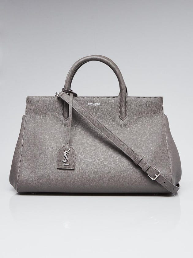 Yves Saint Laurent Grey Grained Leather Rive Gauche Cabas Small Tote Bag