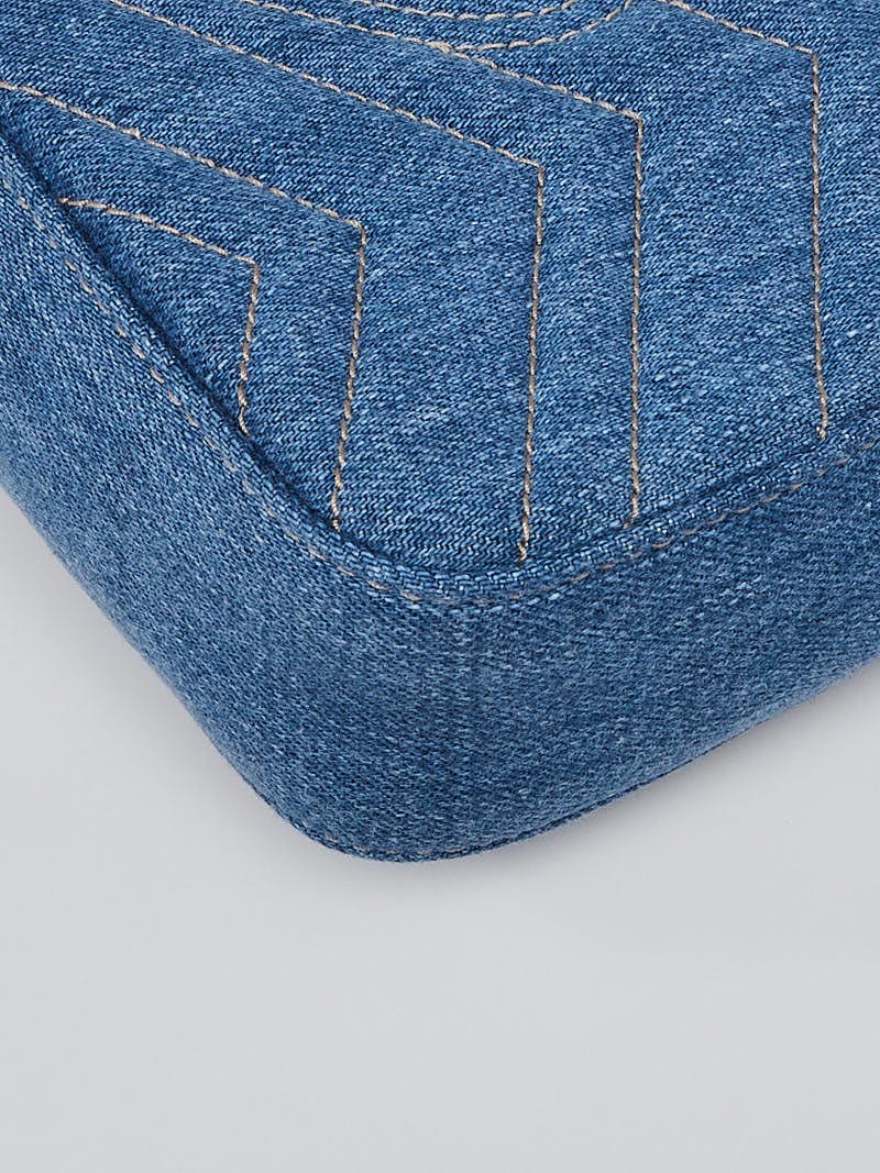 Gucci Limited Edition Japan Blue Quilted Denim Pearl GG