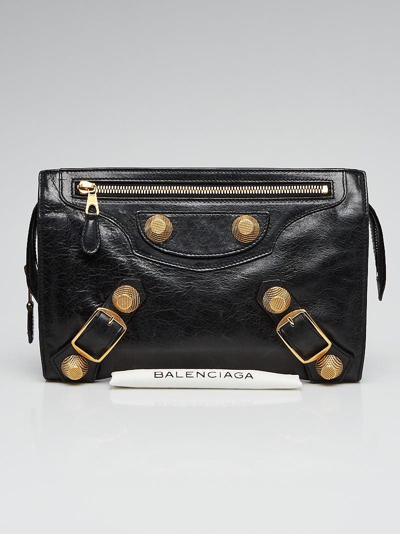 クラッチバッグ BALENCIAGA   Clutches Women Leather Black Balenciaga Agneau Envelope Strap Clutch Bag | eBay