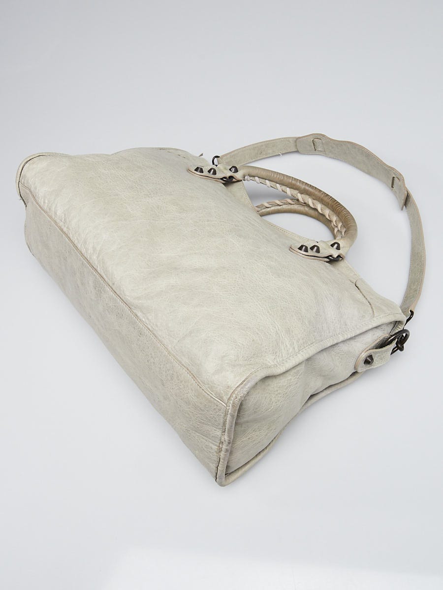 Balenciaga Argent Lambskin Leather Motorcycle City Bag